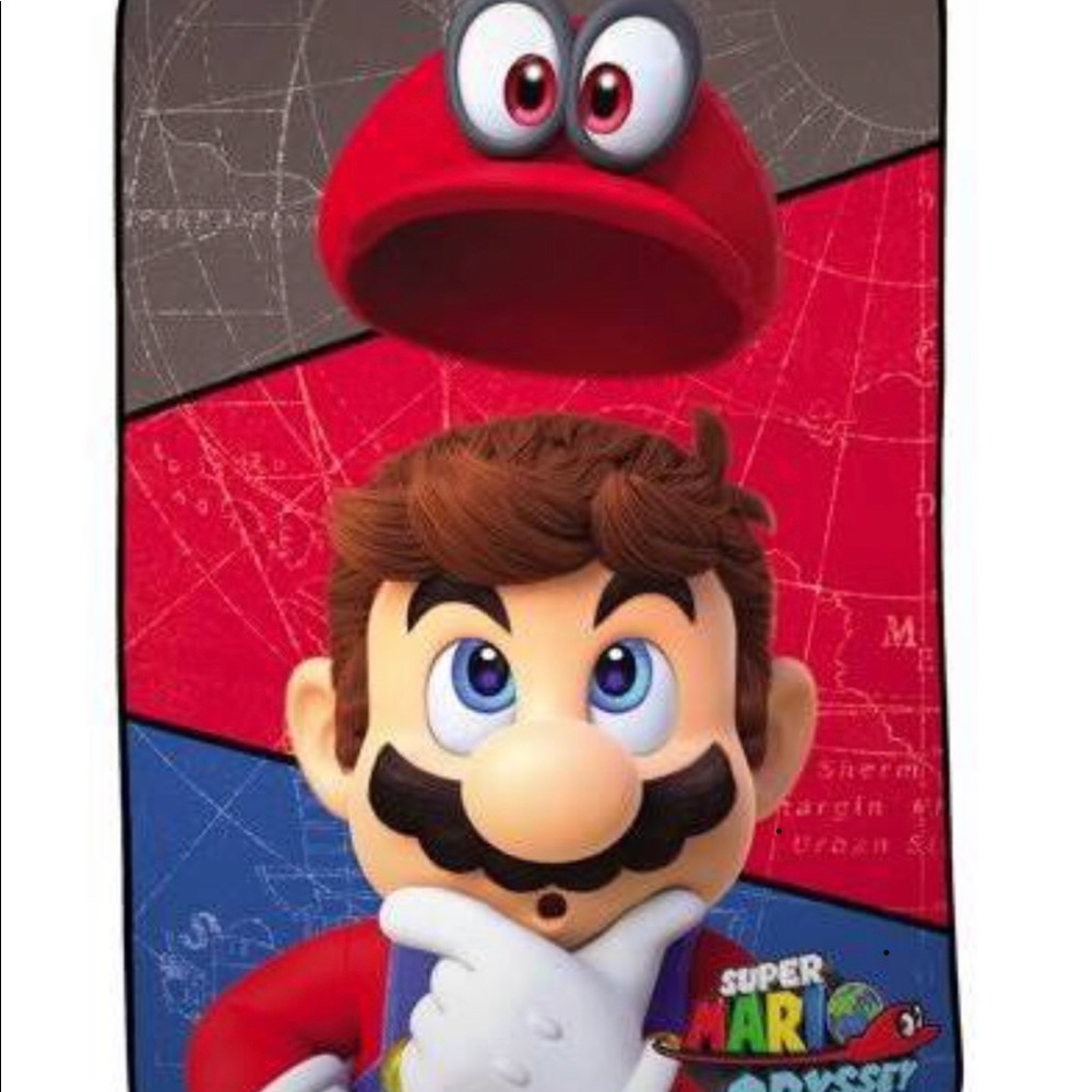 NWT SUPER MARIO Odyssey World Plush Throw Blanket